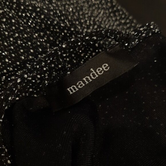 Mandee Sparkle Jumpsuit Long Sleeve Wide Cropped Leg Tie Belted Surplice Glitter - Picture 11 of 14